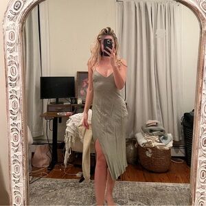 BRAND NEW tags on HelloMolly sage satin dress — size small